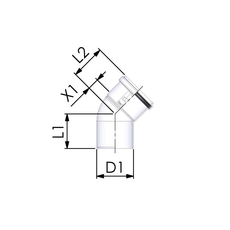 CoxDENS® Rookgasbocht 45° PP 80 mm
