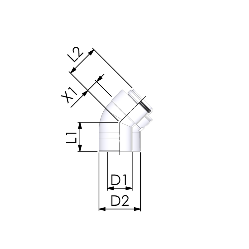 CoxDENS® Concentrische Rookgasbocht 45° 60/100 Connext X3